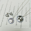 cz map design silver earrings jewelry sets necklace